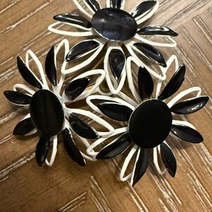 Black and White Floral vintage brooch